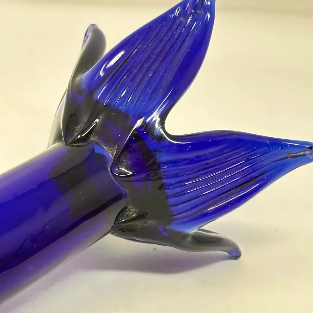 Vintage Cobalt Blue Glass Hanging Wall Pocket Bud Vase Jack in Pulpit Flared Rim